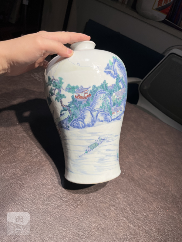 清雍正 安窑斗彩山水图梅瓶 - 图30